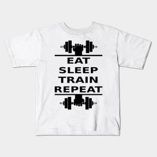 Eat, Sleep, Train, Repeat (black) Kids T-Shirt